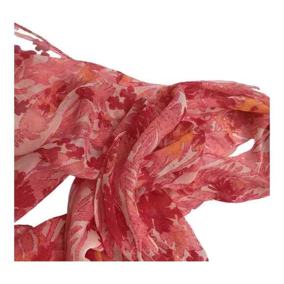 Collection 18 Womens Pink Floral Tasseled Rectangle Scarf 12x96 NWT - Picture 10 of 16